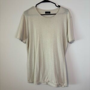 Zara Men's Short Sleeve Cream Tee